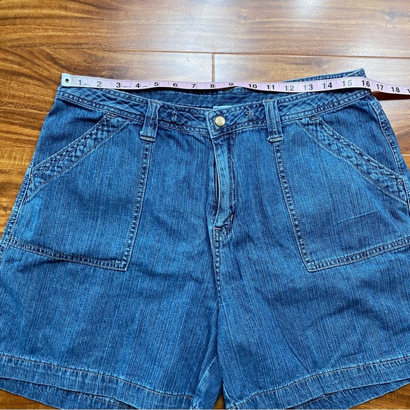 Vintage 1775 Women Medium Blue High Waist Relaxed 100% Cotton Jean Short Size 14 - Picture 13 of 16